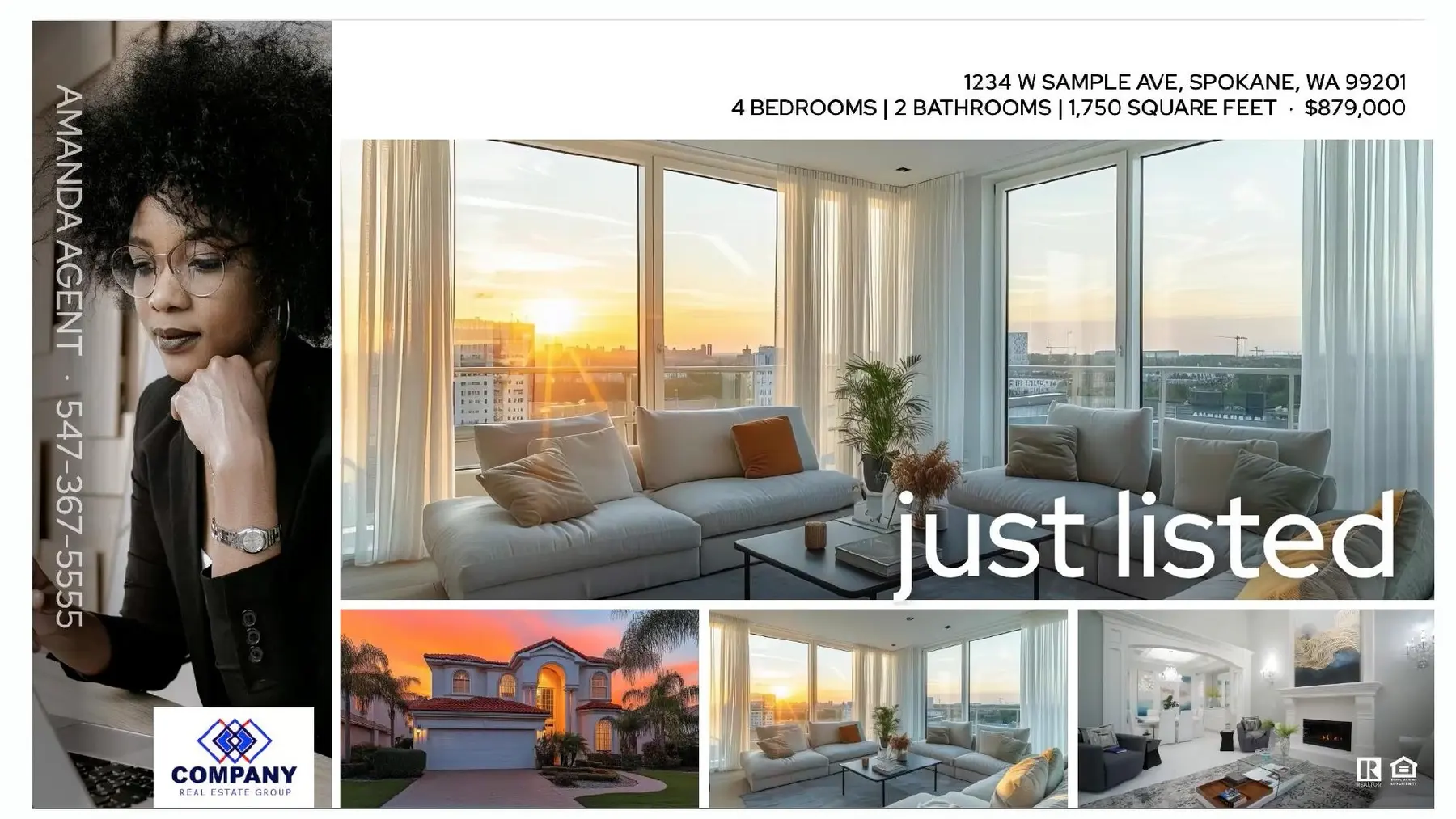 Evening exterior photo used in marketing kit samples
